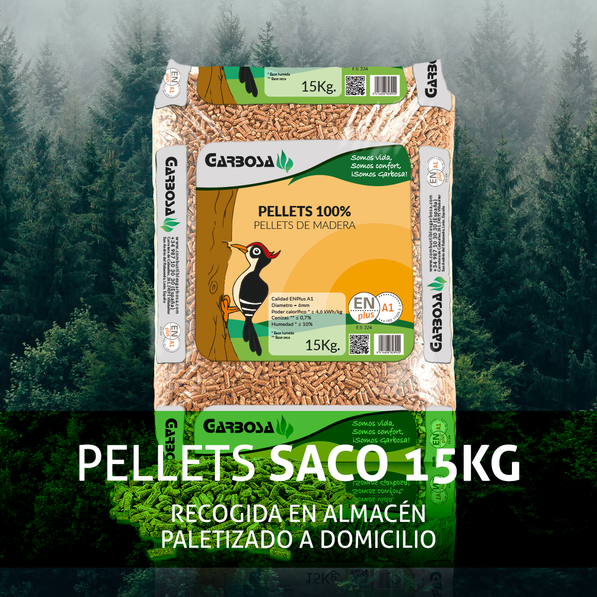 Pellet en Sacos de 15 kg. Varias Cantidades Disponibles.